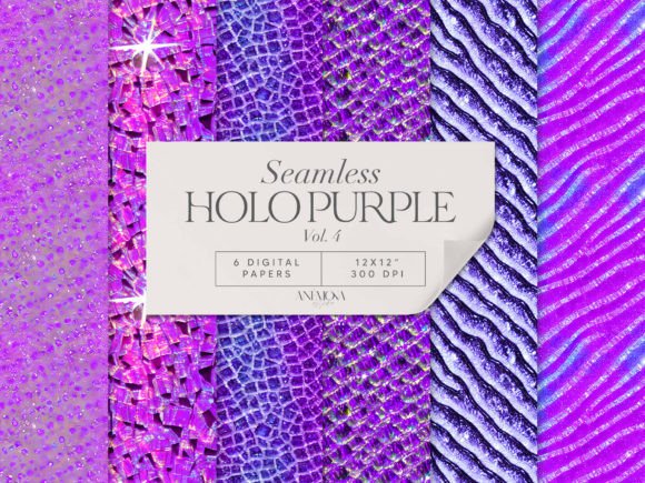 Download Purple Holographic Digital Paper Seamles - Graphic Collection
