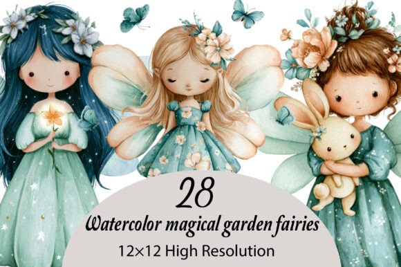 Download Watercolor Magical Garden Fairies - Magic Collection