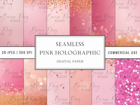 Download Pink Holographic Digital Paper Pack - Graphic Collection