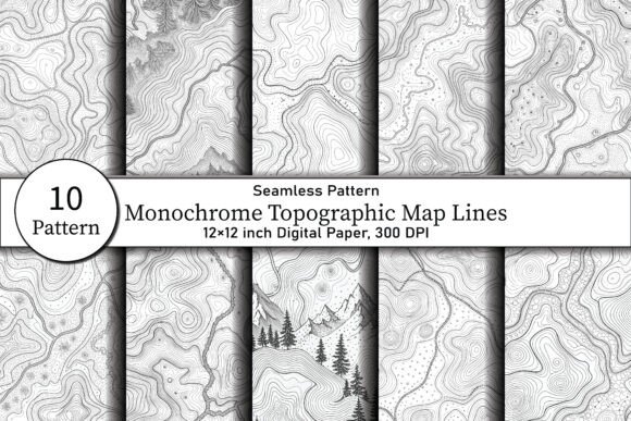 Download Monochrome Topographic Map Lines - Graphic Collection