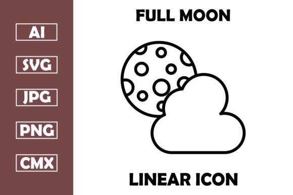 Download Full Moon Vector Line Icon - Full moon vector Collection