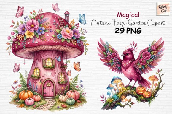 Download Magical Autumn Fairy Garden Clipart PNG - Magic Collection