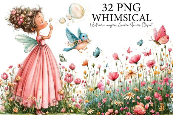 Download Watercolor Magical Garden Fairies PNG - Magic Collection