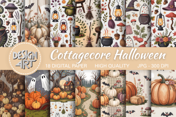 Download Cottagecore Halloween Digital Paper - Halloween digital paper Collection