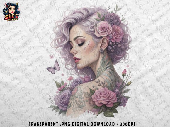 Download Lavender-Haired Beauty with Flowers - Premium Resources