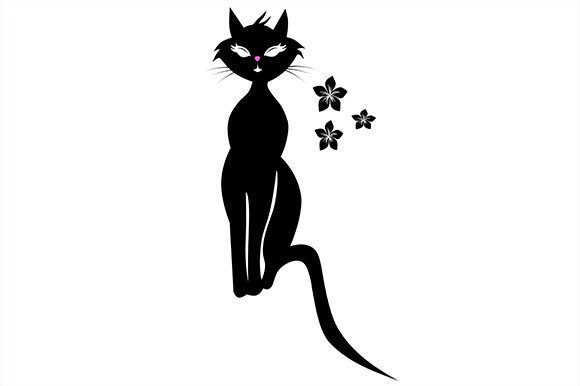 Download Posh Kitty Black Cat Silhouette Graphic - Graphic Collection