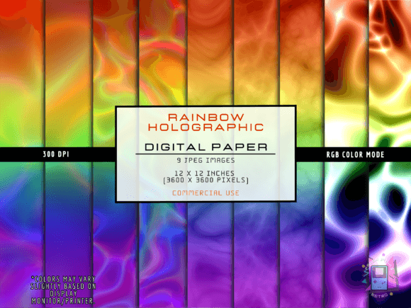 Download Rainbow Holographic Digital Paper - Graphic Collection