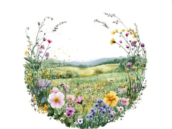 Download 10 Spring Meadow Landscape Circle Shape - Shape Collection
