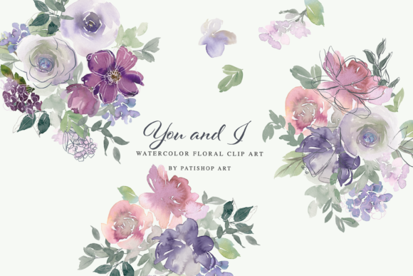 Download Watercolor Blush Purple Floral Graphics - Graphic Collection